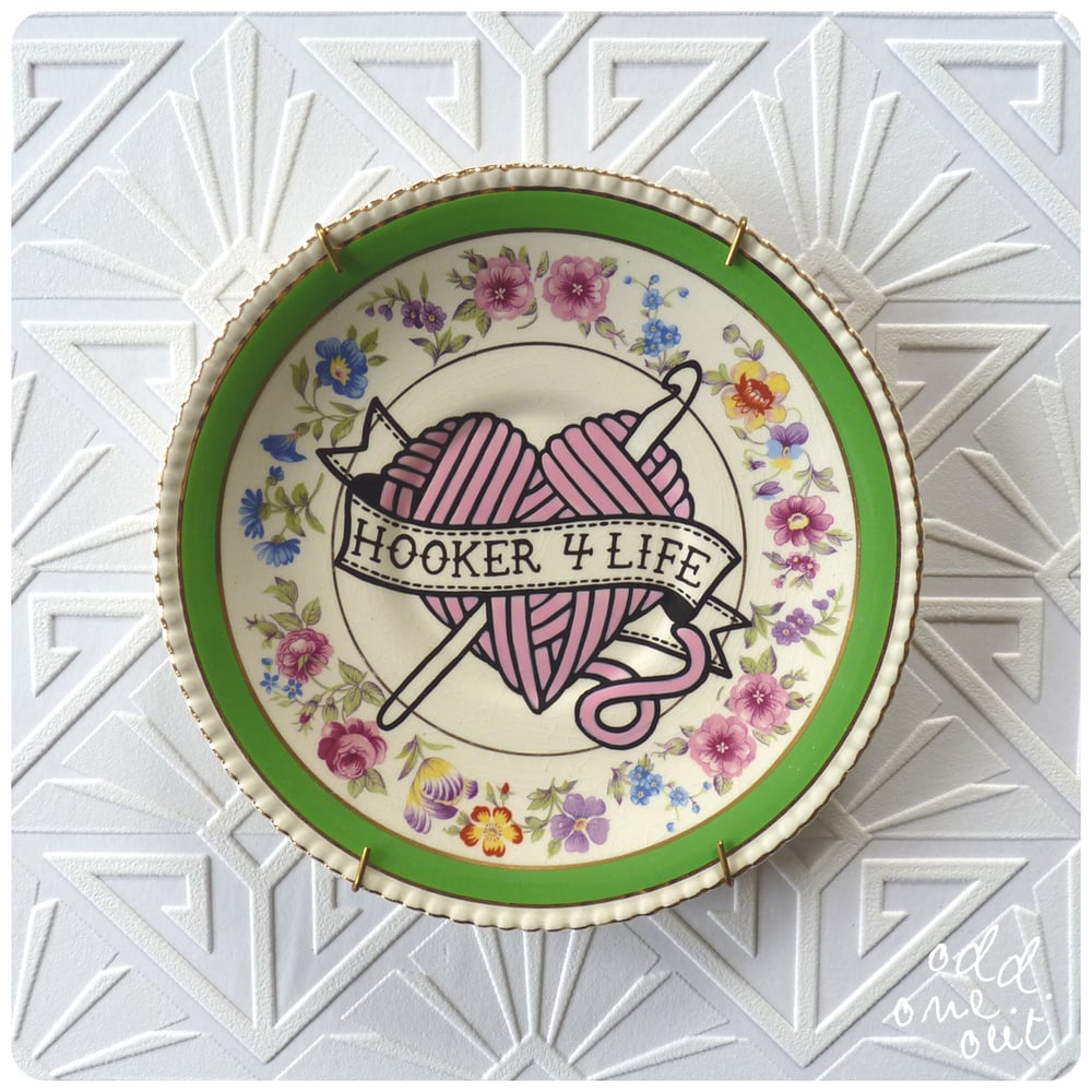 Image of Hooker 4 Life - Hand Painted Vintage Plate