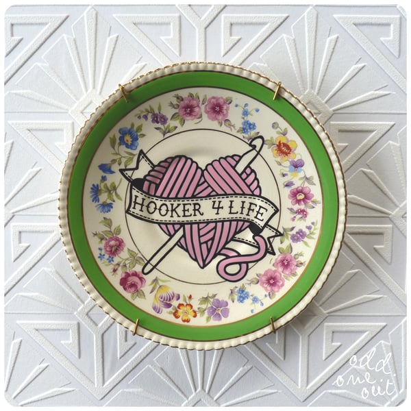 Image of Hooker 4 Life - Hand Painted Vintage Plate
