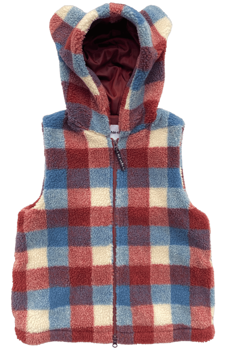 Né-Net Bear Ear Plaid Fleece Vest | neverlandsupply