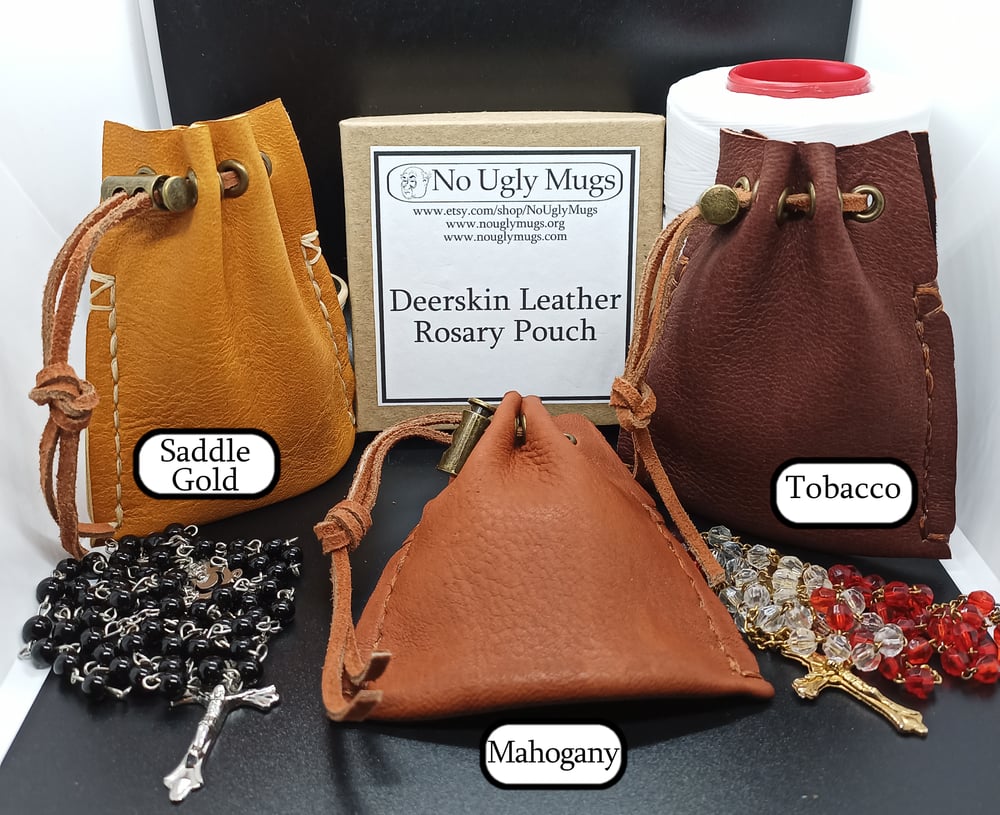 Image of Deerskin Leather Drawstring Rosary Pouch