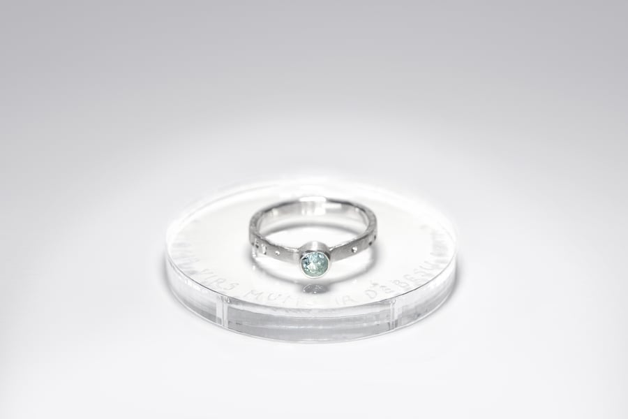 Image of "Everywhere above us..." silver ring with blue topaz  · UBIQUE MEDIUS CAELUS EST ·