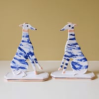 Image 1 of Large Whippet Ornament - Pair Cobalt