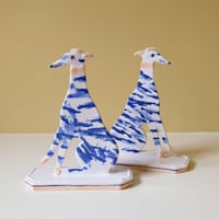 Image 3 of Large Whippet Ornament - Pair Cobalt
