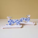 Large Whippet Ornament - Laying Pair Cobalt