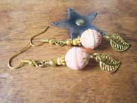 Image 4 of Filigree Leaf Boho Earrings, Orange & Gold, Pierced or Clip On 