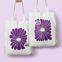 Image 1 of Happy/Sad Flower Double Sided Recycled Tote Bag