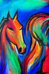 NEON HORSES 35" X 74"