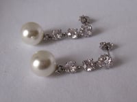 Image 1 of Kate Middleton Princess of Wales Duchess Cambridge Inspired Replikate Pearl Cubic Zirconia Earrings