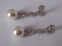 Image 5 of Kate Middleton Princess of Wales Duchess Cambridge Inspired Replikate Pearl Cubic Zirconia Earrings