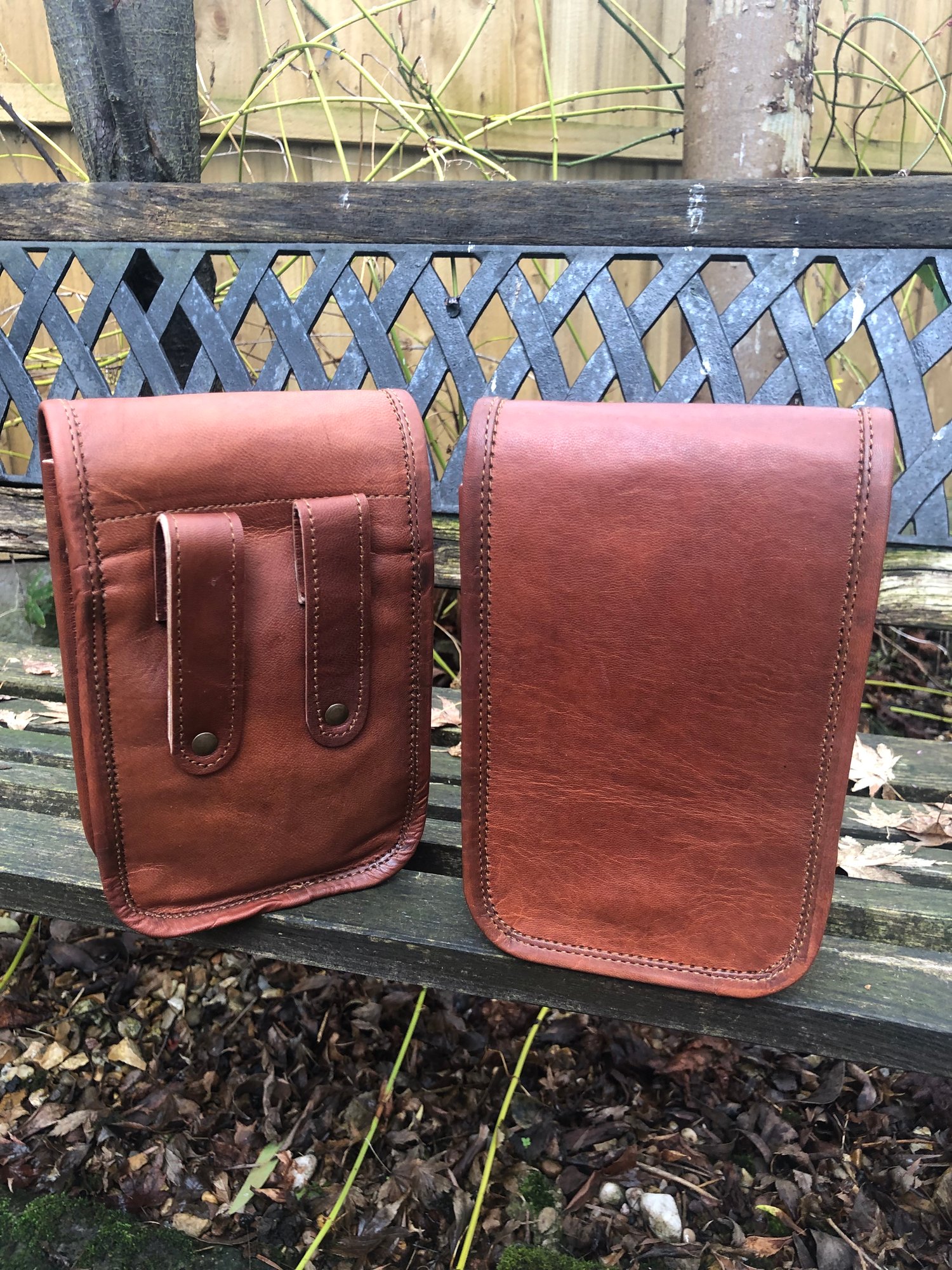 Image of 7”x5.”- Dual Use - Small Leather Rectangle Belt/Crossbody Bag - Plain Front #3