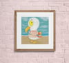Seagull boy luvs mum art print