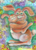 Hugging rabbits mum and baby art print