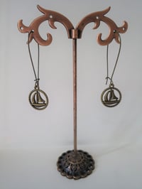 Image 3 of Sailing Boats Long Bronze Earrings