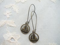 Image 5 of Sailing Boats Long Bronze Earrings