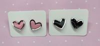 Silver Outline Clay Heart Studs