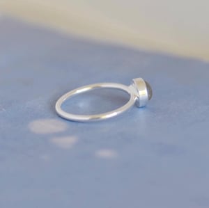 Image of Labradorite Moonstone cabochon cut classic silver ring