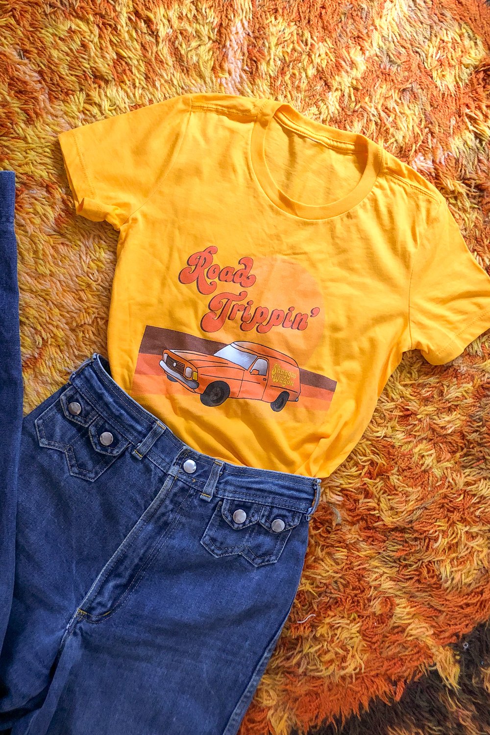 Yellow Road Trippin' T-shirt Size S ready to ship