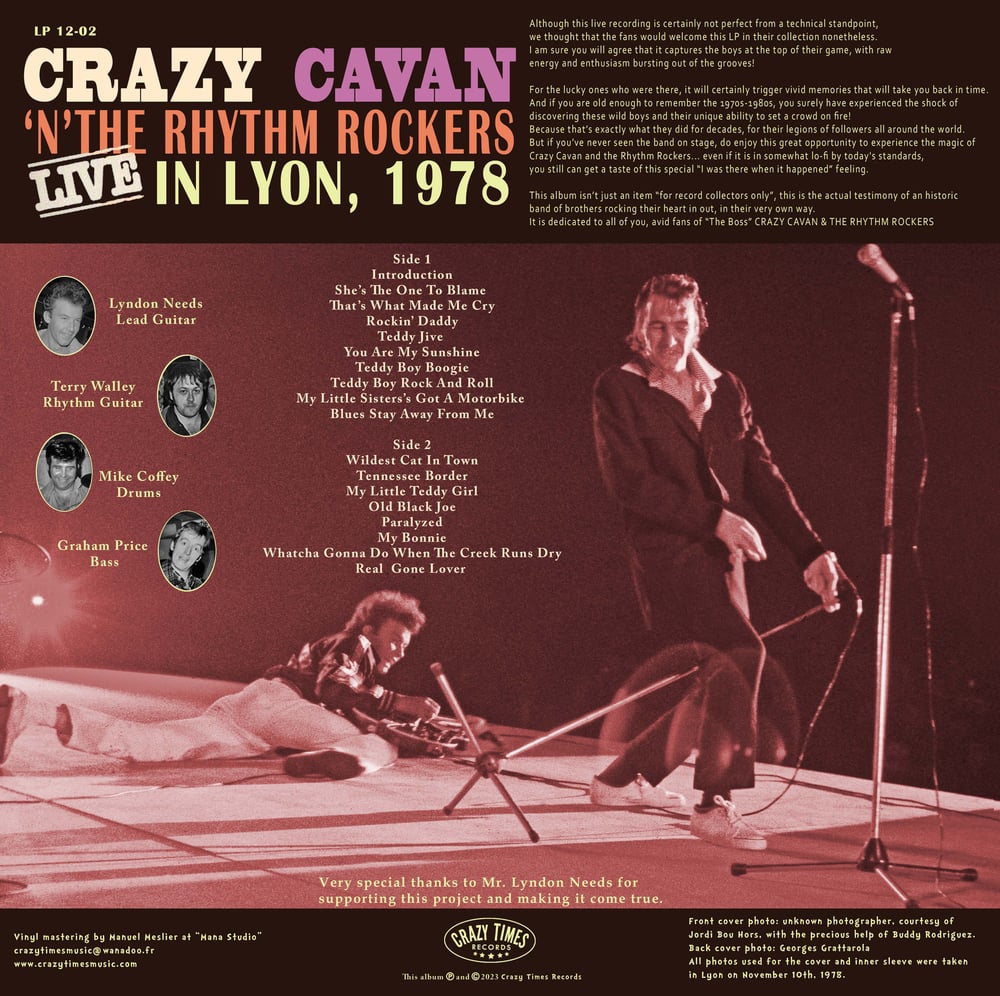 CRAZY CAVAN LIVE IN LYON 1978  on Vinyl:  Crazy Times Records