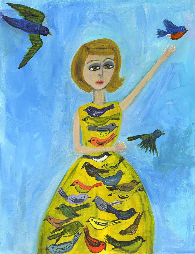 Image of The little birds flew off, carrying all her little sorrows away. Limited edition print.
