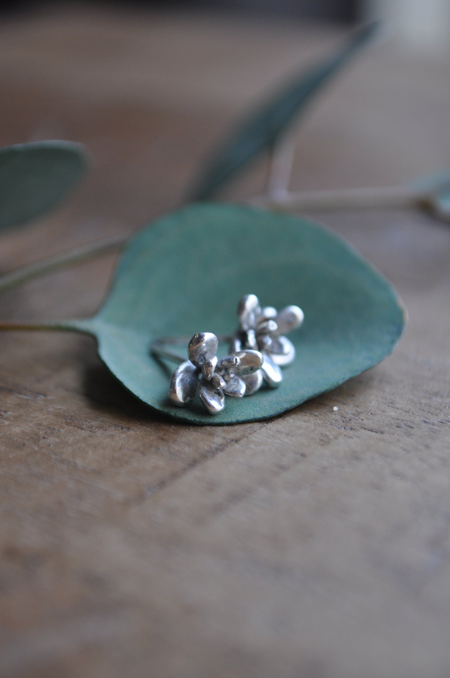 Image of One of A Kind Small Succulent Studs in Sterling Silver