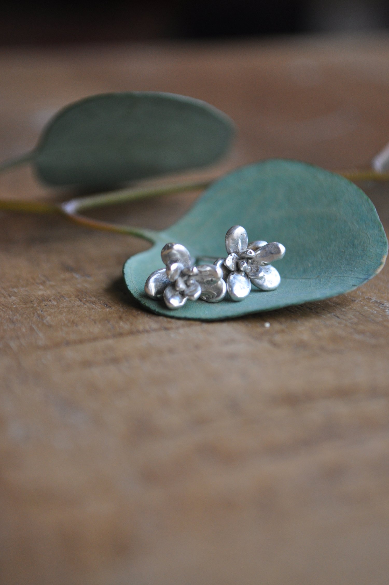 Image of One of A Kind Small Succulent Studs in Sterling Silver