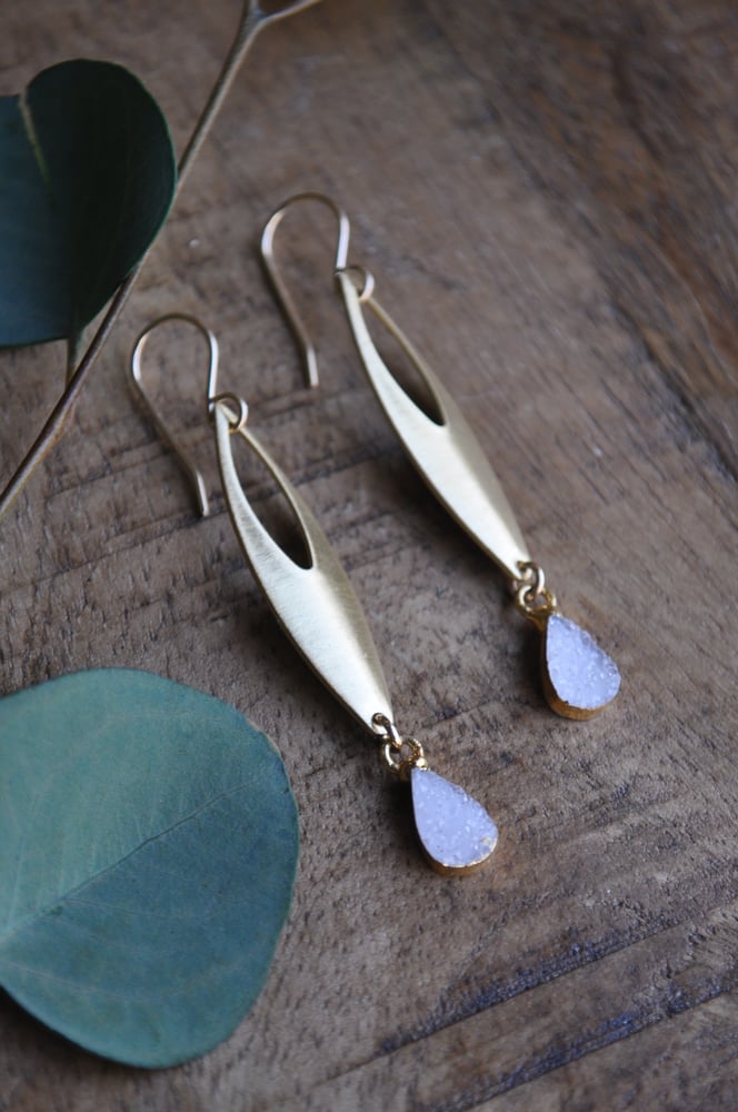 Image of Druzy Open Marquise Dangles