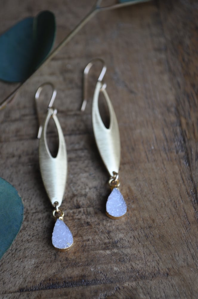 Image of Druzy Open Marquise Dangles