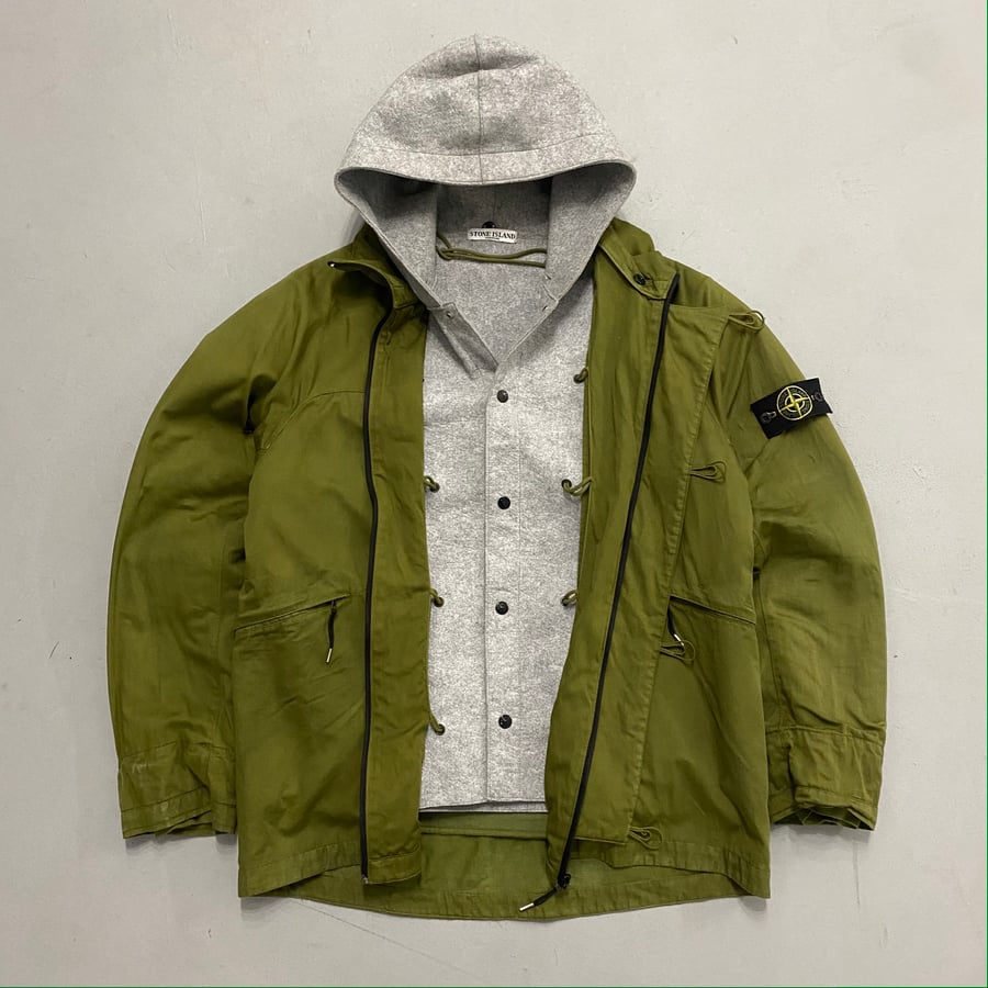 Image of AW 2004 Stone Island Raso Gommato 2 in 1 jacket, size XL