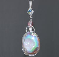 Image 3 of Large Aura Drusy Pendant with Venetian Glass Bead