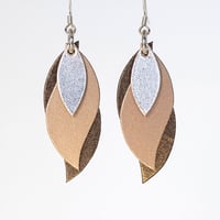 Image 1 of Handmade Australian leather leaf earrings - Rose gold, matte rose gold, bronze [LMR-215]