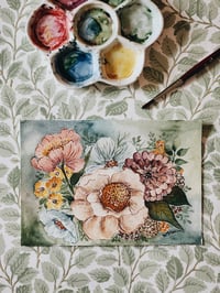 Image 3 of Antique Blooms | Original Watercolor Painting + Fine Art Prints