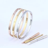 4mm wide Love screw Bangles 316L Titanium steel cz stone screwdriver carter bracelets for women men 