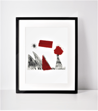 Image 1 of Original Landscape Drypoint with Chine-collé