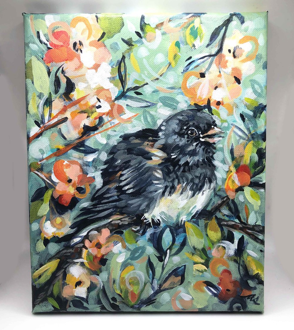 Delightful Peep – Dark Eyed Junco bird painting