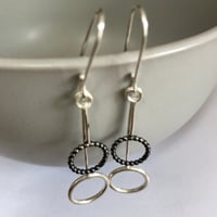 Image 1 of Small Two Tone Silver Circles Earrings 