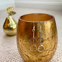 Image 2 of Small Two Tone Silver Circles Earrings 