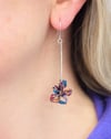 Flower modern mismatched earrings, Wire sculpture art jewelry