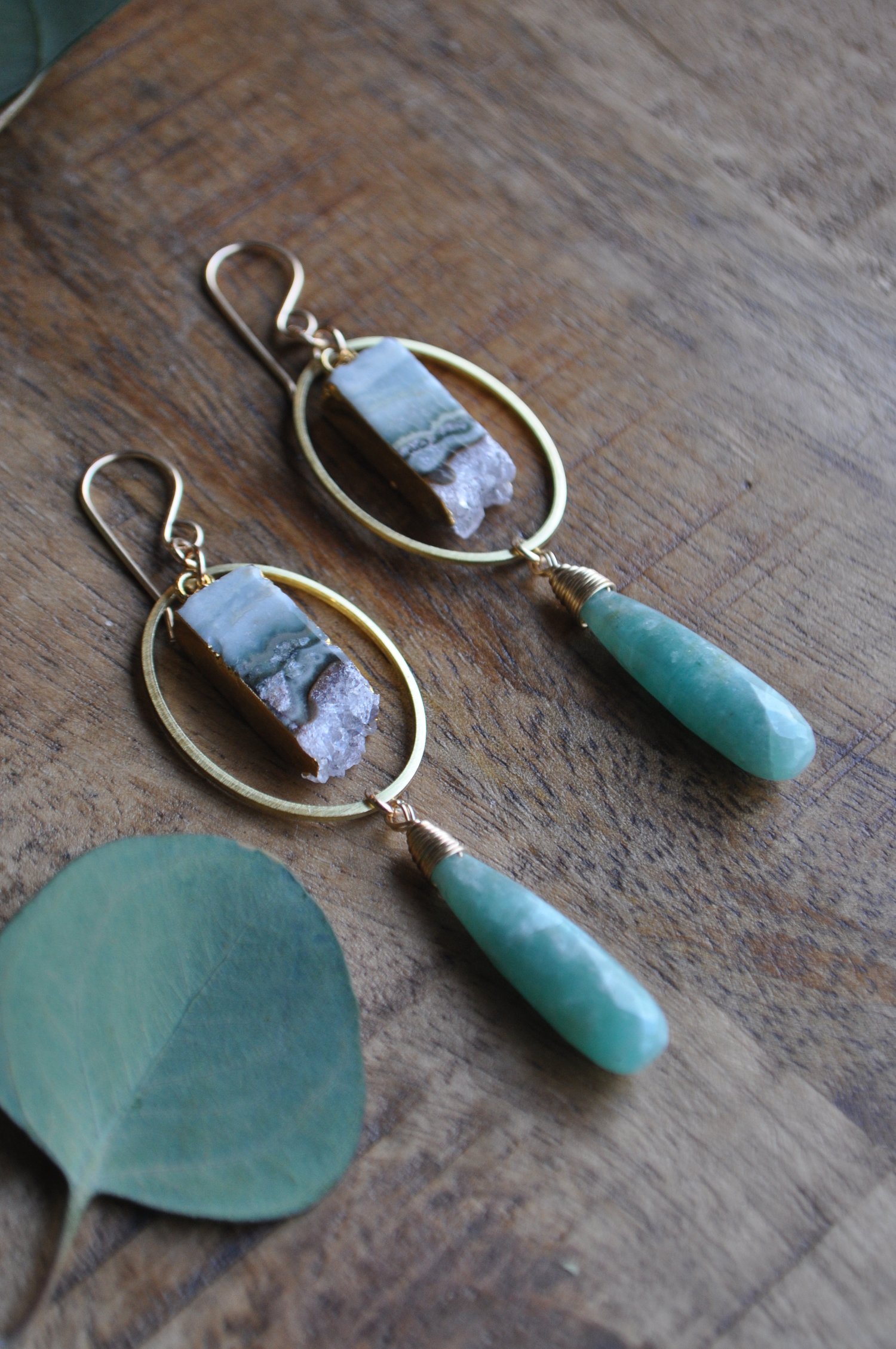 Image of One of a Kind Amethyst and Amazonite Dangles