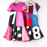 Image 3 of pocket pink 7 seven 7th 7/8 seventh birthday bday short sleeve twirl courtneycourtney dress gift