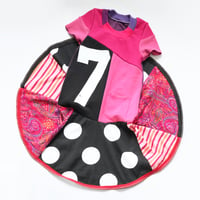 Image 2 of pocket pink 7 seven 7th 7/8 seventh birthday bday short sleeve twirl courtneycourtney dress gift