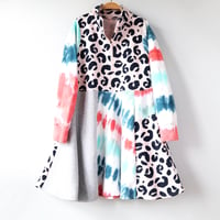 Image 3 of leopard cheetah spots tiedye zipper 10/12 COURTNEYCOURTNEY pullover sweatshirt dress twirl twirly