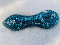 Image 2 of Blue Freezable Glitter Glass Pipes, Smoking Bowl, Glass Spoon Pipe Smoking