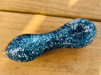 Image 3 of Blue Freezable Glitter Glass Pipes, Smoking Bowl, Glass Spoon Pipe Smoking