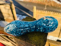 Image 4 of Blue Freezable Glitter Glass Pipes, Smoking Bowl, Glass Spoon Pipe Smoking