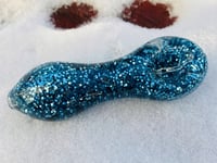 Image 5 of Blue Freezable Glitter Glass Pipes, Smoking Bowl, Glass Spoon Pipe Smoking