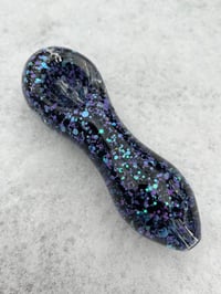 Image 1 of 5 Inch Purple, Freezable Glitter Glass Pipe, Glass Spoon Pipe, Smoking Bowl 