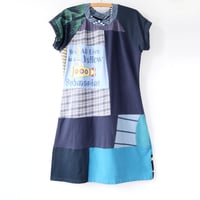 Image 1 of beatles blues patchwork adult M L baseball short sleeve raglan courtneycourtney tunic tshirt dress