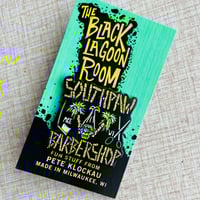 Image 2 of SOUTHPAW BARBERSHOP Shrunken Head Logo 1.75" Soft Enamel Pin