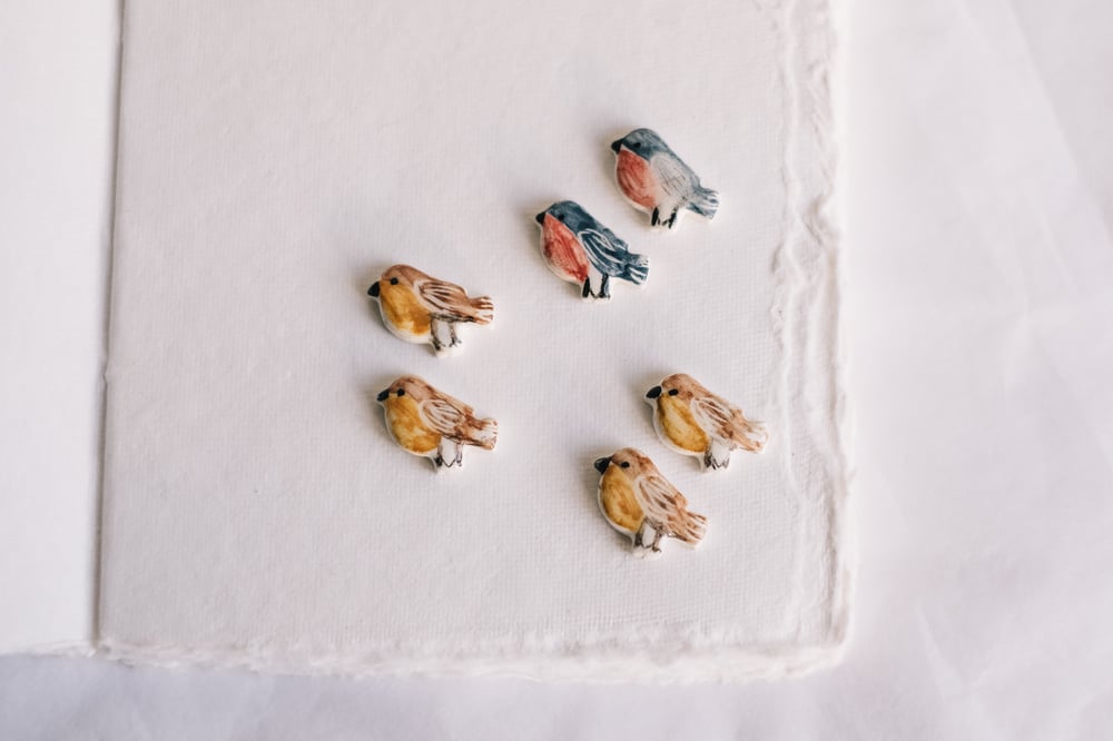 Image of Pendientes de cerámica: Raitán, Petirrojo