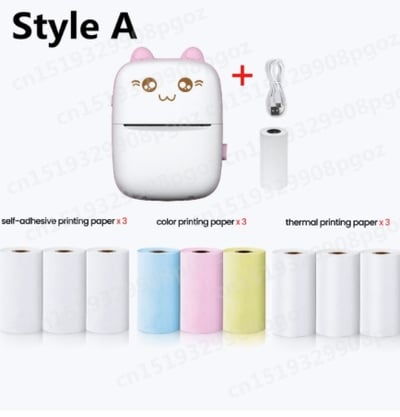 Image of PINK CAT Mini Thermal Label Printer rFor Phone Wireless Bluetooth 